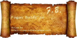 Fogas Balázs névjegykártya